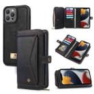 For iPhone 13 Pro Multi-functional Zipper Wallet Leather Phone Case(Black) - 1