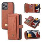 For iPhone 13 Multi-functional Zipper Wallet Leather Phone Case(Brown) - 1