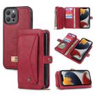 For iPhone 13 Multi-functional Zipper Wallet Leather Phone Case(Red) - 1