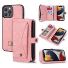 For iPhone 13 Multi-functional Zipper Wallet Leather Phone Case(Pink) - 1