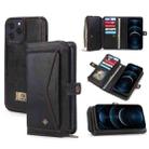 For iPhone 12 Multi-functional Zipper Wallet Leather Phone Case(Black) - 1