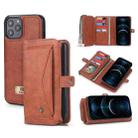 For iPhone 12 Multi-functional Zipper Wallet Leather Phone Case(Brown) - 1