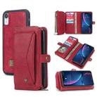 For iPhone XR Multi-functional Zipper Wallet Leather Phone Case(Red) - 1