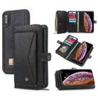 For iPhone X / XS Multi-functional Zipper Wallet Leather Phone Case(Black) - 1