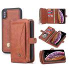 For iPhone X / XS Multi-functional Zipper Wallet Leather Phone Case(Brown) - 1