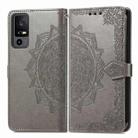 For TCL 40 XE Mandala Flower Embossed Leather Phone Case(Grey) - 1