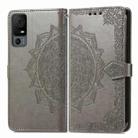 For TCL 40 XL Mandala Flower Embossed Leather Phone Case(Grey) - 1