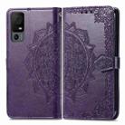 For TCL 40 XL Mandala Flower Embossed Leather Phone Case(Purple) - 1