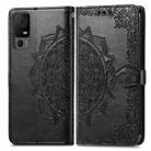 For TCL 40 XL Mandala Flower Embossed Leather Phone Case(Black) - 1