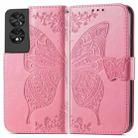 For TCL 40 NXTpaper 4G Butterfly Love Flower Embossed Leather Phone Case(Pink) - 1