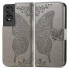 For TCL 40 NXTpaper 4G Butterfly Love Flower Embossed Leather Phone Case(Gray) - 1