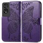 For TCL 40 NXTpaper 4G Butterfly Love Flower Embossed Leather Phone Case(Dark Purple) - 1