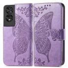 For TCL 40 NXTpaper 4G Butterfly Love Flower Embossed Leather Phone Case(Light Purple) - 1