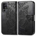 For TCL 40 XE Butterfly Love Flower Embossed Leather Phone Case(Black) - 1