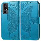 For TCL 40 XE Butterfly Love Flower Embossed Leather Phone Case(Blue) - 1