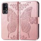 For TCL 40 XE Butterfly Love Flower Embossed Leather Phone Case(Rose Gold) - 1