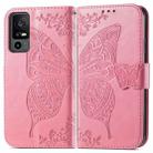 For TCL 40 XE Butterfly Love Flower Embossed Leather Phone Case(Pink) - 1