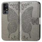 For TCL 40 XE Butterfly Love Flower Embossed Leather Phone Case(Gray) - 1