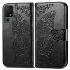 For TCL 40 XL Butterfly Love Flower Embossed Leather Phone Case(Black) - 1