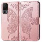 For TCL 40 XL Butterfly Love Flower Embossed Leather Phone Case(Rose Gold) - 1