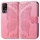 For TCL 40 XL Butterfly Love Flower Embossed Leather Phone Case(Pink) - 1