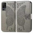 For TCL 40 XL Butterfly Love Flower Embossed Leather Phone Case(Gray) - 1