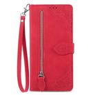 For TCL 40 NXTpaper 4G Embossed Flower Zipper Leather Phone Case(Red) - 2