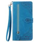 For TCL 40 NXTpaper 4G Embossed Flower Zipper Leather Phone Case(Blue) - 2