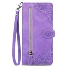 For TCL 40 NXTpaper 4G Embossed Flower Zipper Leather Phone Case(Purple) - 2