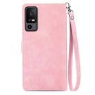 For TCL 40 XE Embossed Flower Zipper Leather Phone Case(Pink) - 3