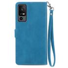 For TCL 40 XE Embossed Flower Zipper Leather Phone Case(Blue) - 3