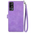 For TCL 40 XE Embossed Flower Zipper Leather Phone Case(Purple) - 3