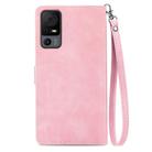 For TCL 40 XL Embossed Flower Zipper Leather Phone Case(Pink) - 3