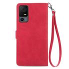 For TCL 40 XL Embossed Flower Zipper Leather Phone Case(Red) - 3