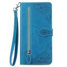 For TCL 40 XL Embossed Flower Zipper Leather Phone Case(Blue) - 2