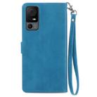 For TCL 40 XL Embossed Flower Zipper Leather Phone Case(Blue) - 3