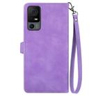 For TCL 40 XL Embossed Flower Zipper Leather Phone Case(Purple) - 3