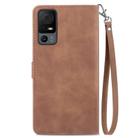 For TCL 40 XL Embossed Flower Zipper Leather Phone Case(Brown) - 3