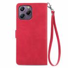 For Blackview A96 Embossed Flower Zipper Leather Phone Case(Red) - 3