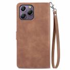 For Blackview A96 Embossed Flower Zipper Leather Phone Case(Brown) - 3
