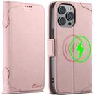 For iPhone 12 / 12 Pro SUTENI J07 Multifunctional Horizontal Flip Magsafe Leather Phone Case(Pink) - 1