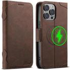 For iPhone 12 Pro Max SUTENI J07 Multifunctional Horizontal Flip Magsafe Leather Phone Case(Brown) - 1