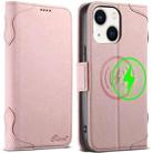 For iPhone 13 SUTENI J07 Multifunctional Horizontal Flip Magsafe Leather Phone Case(Pink) - 1