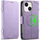 For iPhone 13 SUTENI J07 Multifunctional Horizontal Flip Magsafe Leather Phone Case(Purple) - 1