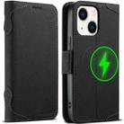 For iPhone 14 SUTENI J07 Multifunctional Horizontal Flip Magsafe Leather Phone Case(Black) - 1