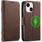 For iPhone 14 SUTENI J07 Multifunctional Horizontal Flip Magsafe Leather Phone Case(Brown) - 1