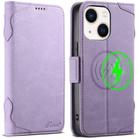 For iPhone 14 SUTENI J07 Multifunctional Horizontal Flip Magsafe Leather Phone Case(Purple) - 1