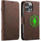 For iPhone 14 Pro SUTENI J07 Multifunctional Horizontal Flip Magsafe Leather Phone Case(Brown) - 1