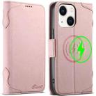 For iPhone 14 Plus SUTENI J07 Multifunctional Horizontal Flip Magsafe Leather Phone Case(Pink) - 1