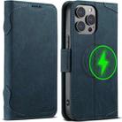 For iPhone 15 Pro SUTENI J07 Multifunctional Horizontal Flip Magsafe Leather Phone Case(Blue) - 1